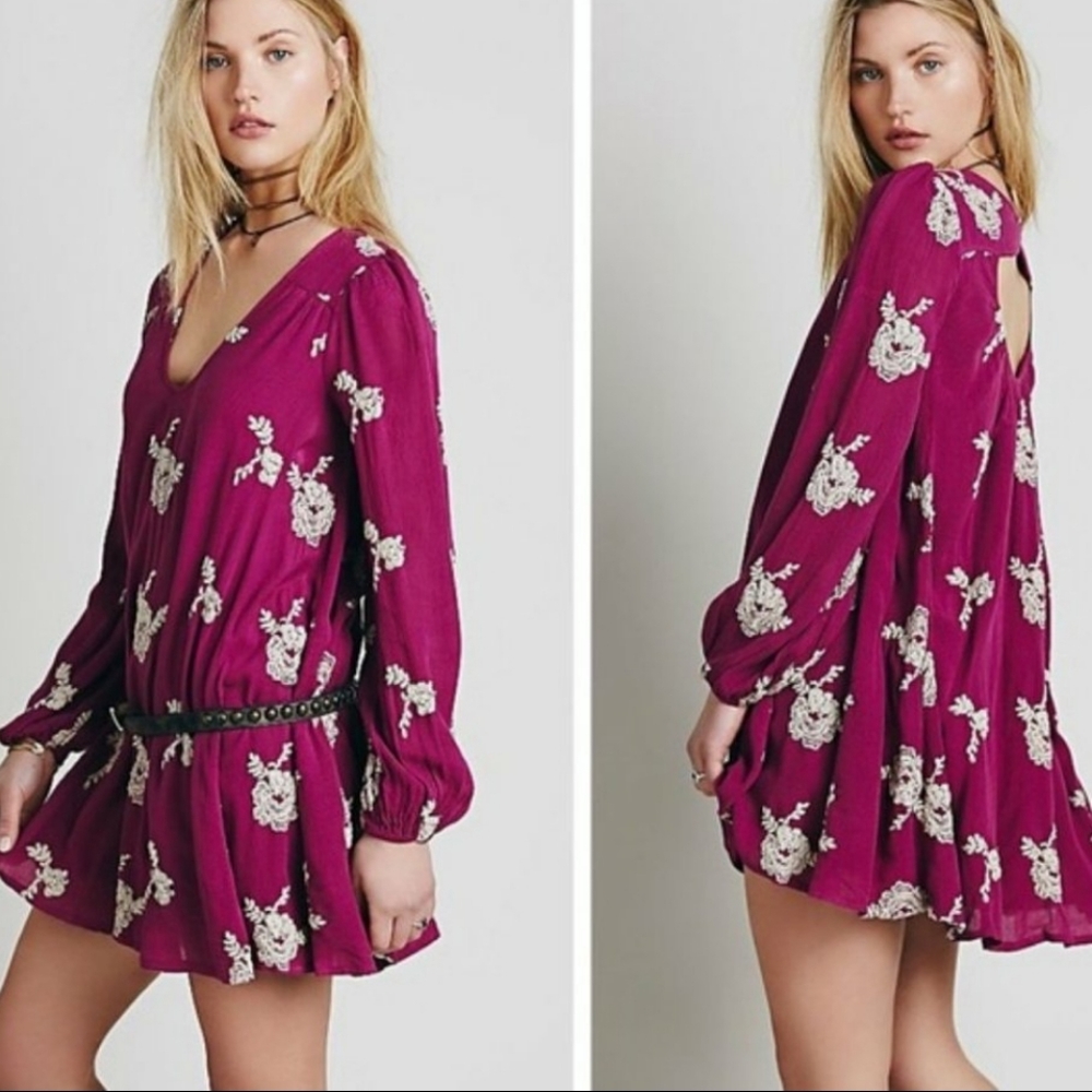 Free People Dress Boho Austin Pink Magenta Medium‎
